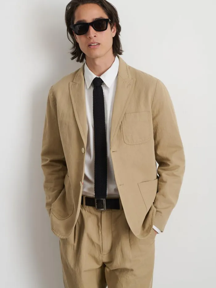 Alex Mill Mercer Blazer In Cotton Linen Khaki Men Suiting Blazers
