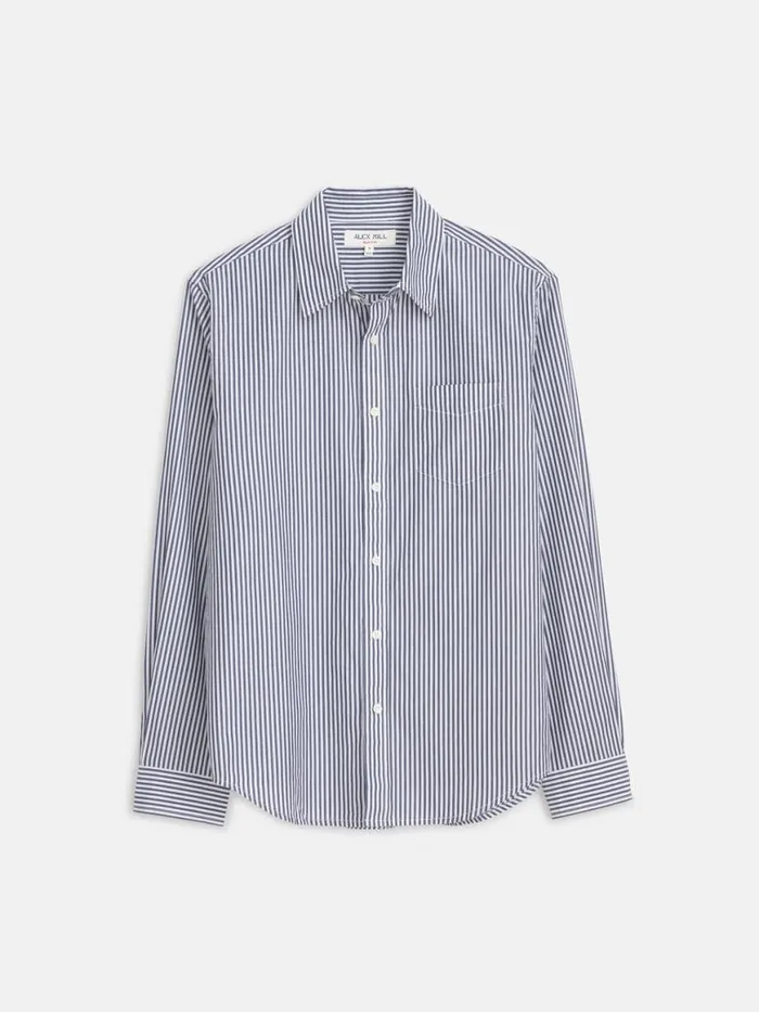 Alex Mill Mill Shirt In Striped Cotton Poplin Navywhite Men Shirts