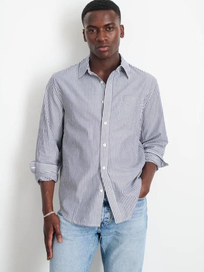 Alex Mill Mill Shirt In Striped Cotton Poplin Navywhite Men Shirts