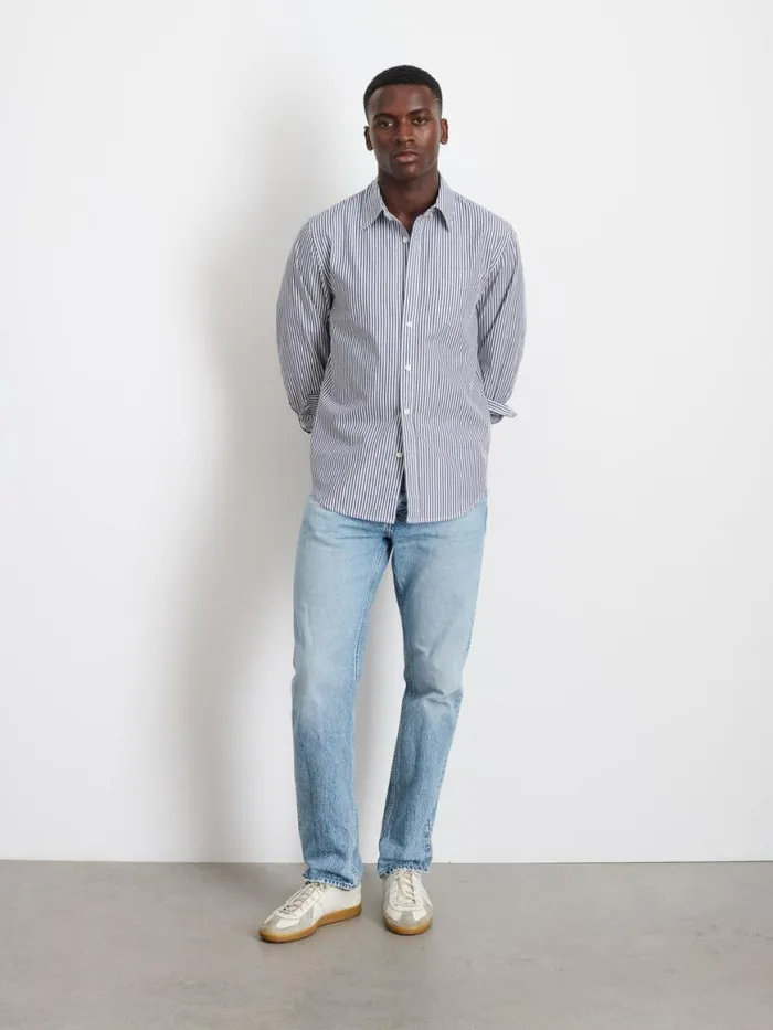 Alex Mill Mill Shirt In Striped Cotton Poplin Navywhite Men Shirts