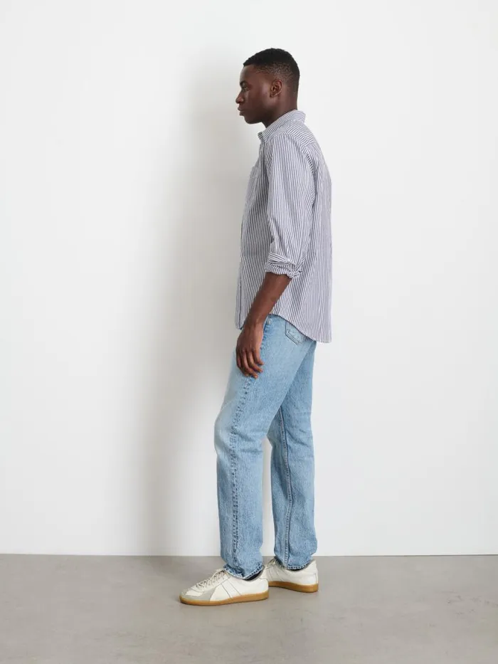 Alex Mill Mill Shirt In Striped Cotton Poplin Navywhite Men Shirts