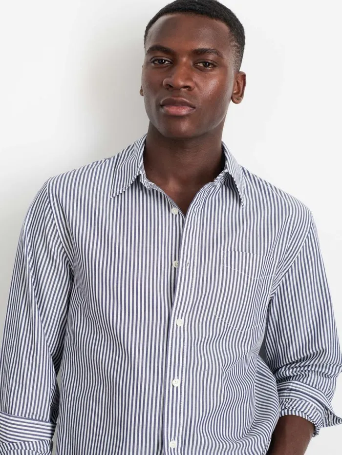 Alex Mill Mill Shirt In Striped Cotton Poplin Navywhite Men Shirts