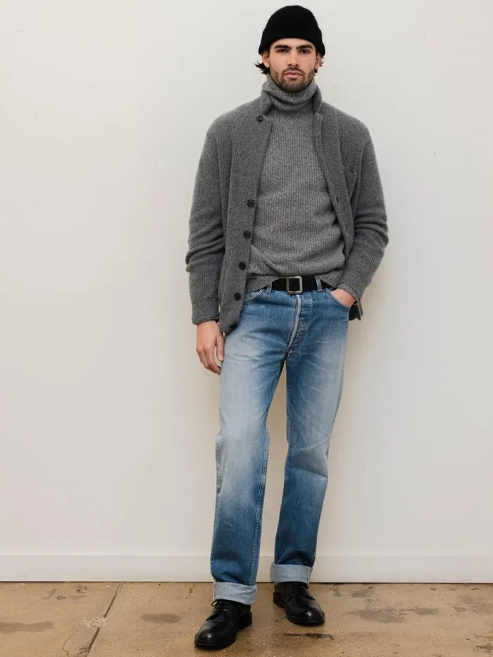 Alex Mill Mitchell Cardigan In Washed Cashmere Heather Pewter Men Sweaters Sweatshirts