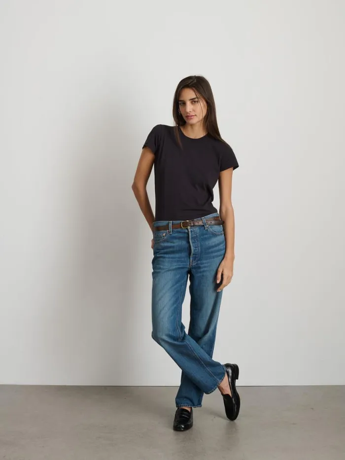 Alex Mill Prospect Tee In Cotton Jersey Black Women Tees Tanks