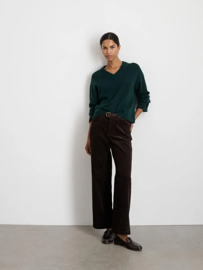 Alex Mill Rowan VNeck In Cashmere Cypress Green Women Sweaters