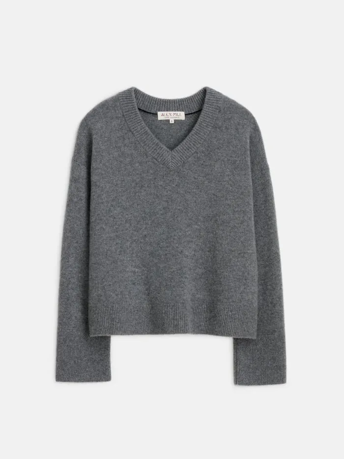 Alex Mill Rowan VNeck In Cashmere Sterling Grey Women Sweaters