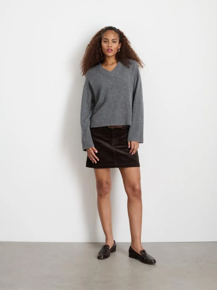 Alex Mill Rowan VNeck In Cashmere Sterling Grey Women Sweaters