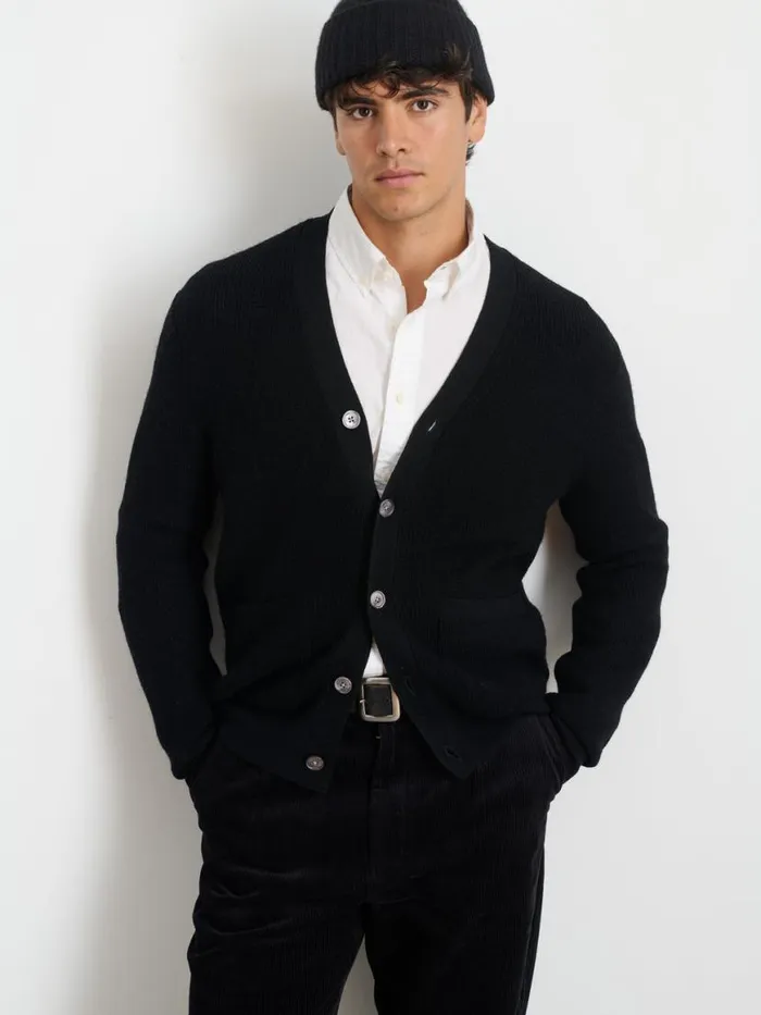 Alex Mill Samuel Cardigan In Wool Black Men Sweaters Sweatshirts