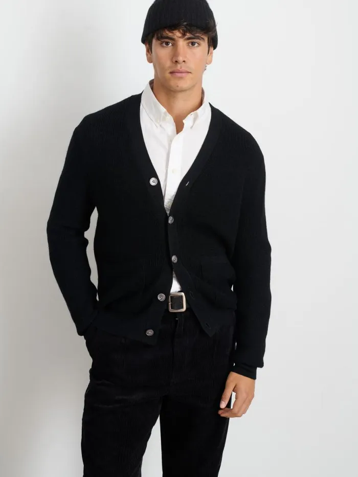 Alex Mill Samuel Cardigan In Wool Black Men Sweaters Sweatshirts