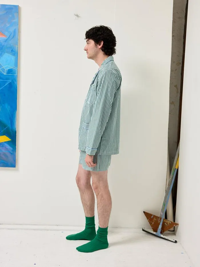 Alex Mill Schostal X Alex Mill Boxer Shorts Green Stripe Men Pajamas Slippers