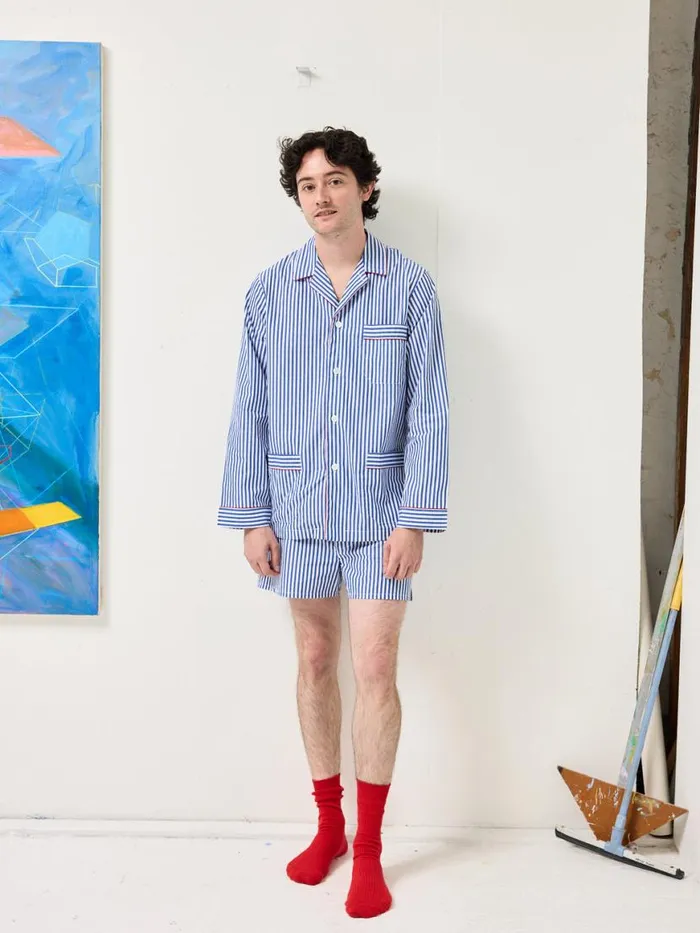 Alex Mill Schostal X Alex Mill Boxer Shorts Navy Stripe Men Pajamas Slippers