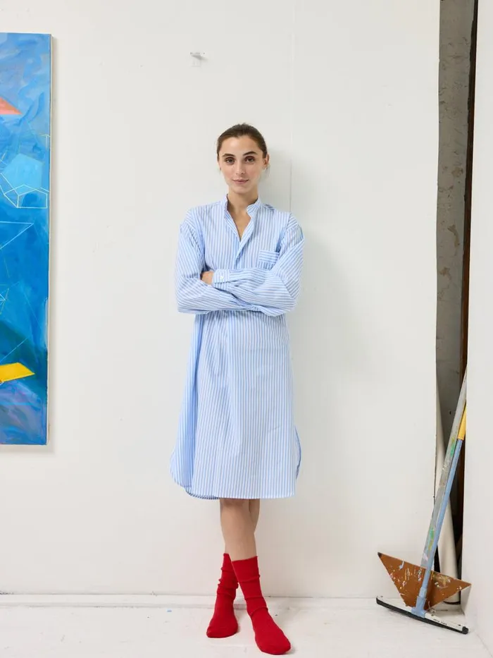 Alex Mill Schostal X Alex Mill Nightshirt Sky Blue Stripes Women Pajamas Slippers