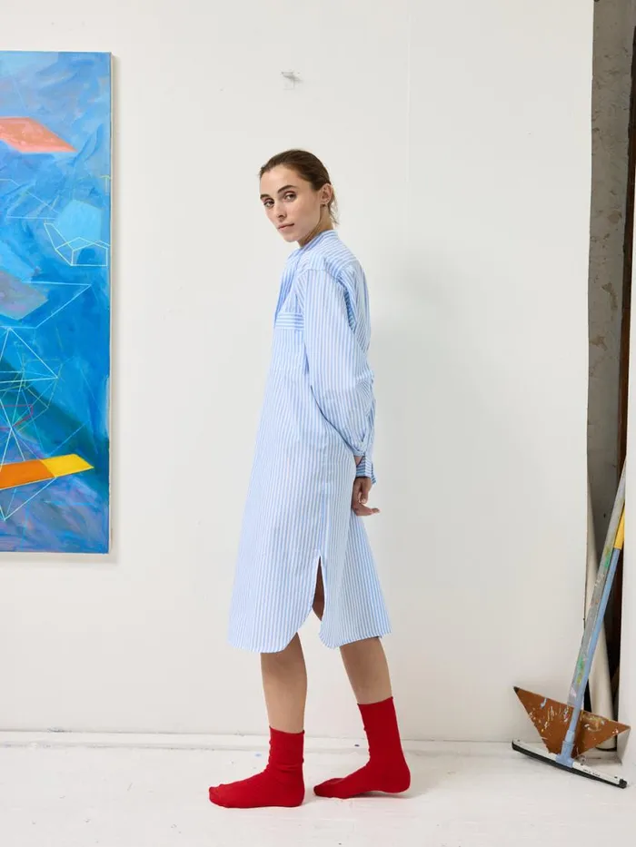 Alex Mill Schostal X Alex Mill Nightshirt Sky Blue Stripes Women Pajamas Slippers