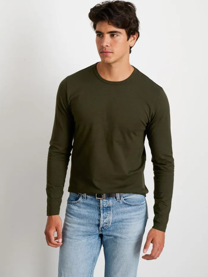 Alex Mill Standard LongSleeve TShirt In Slub Cotton Deep Forest Men Tees Polos