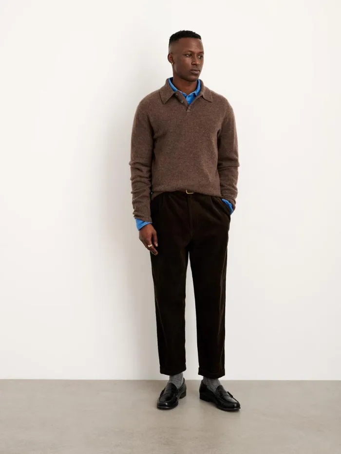 Alex Mill Standard Pleated Pant In Corduroy Chocolate Men Pants