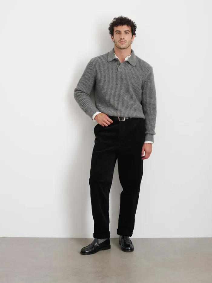 Alex Mill Standard Pleated Pant In Corduroy Long Inseam Black Men Suiting Blazers
