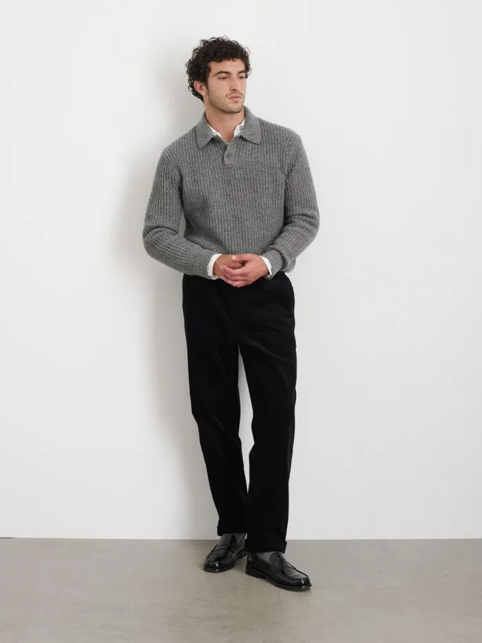 Alex Mill Standard Pleated Pant In Corduroy Long Inseam Black Men Suiting Blazers
