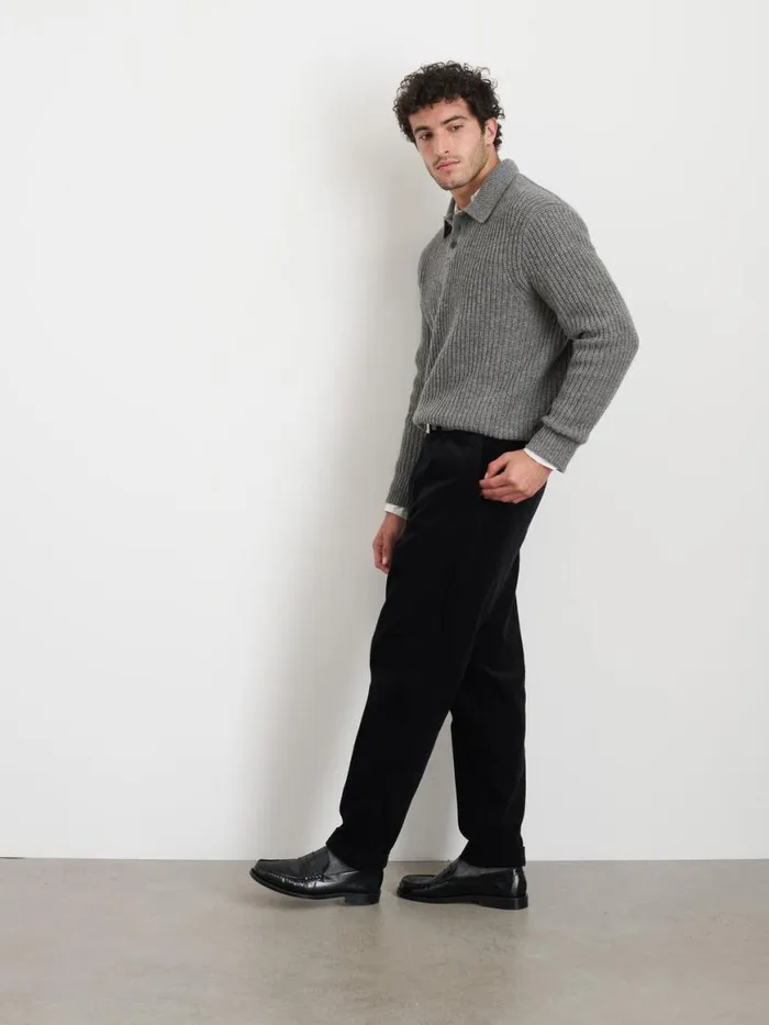 Alex Mill Standard Pleated Pant In Corduroy Long Inseam Black Men Suiting Blazers