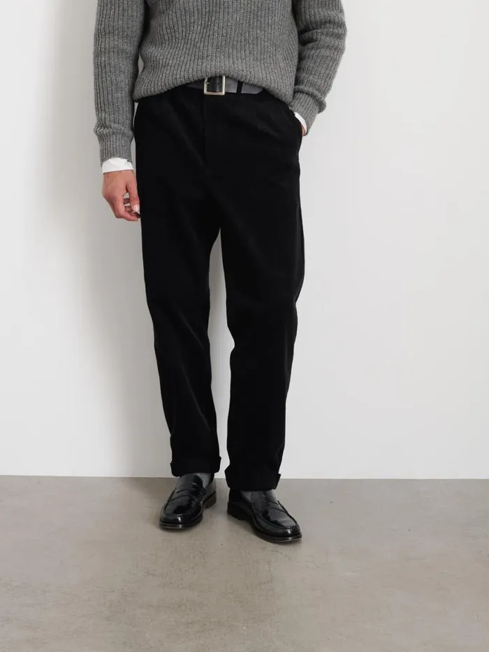 Alex Mill Standard Pleated Pant In Corduroy Long Inseam Black Men Suiting Blazers