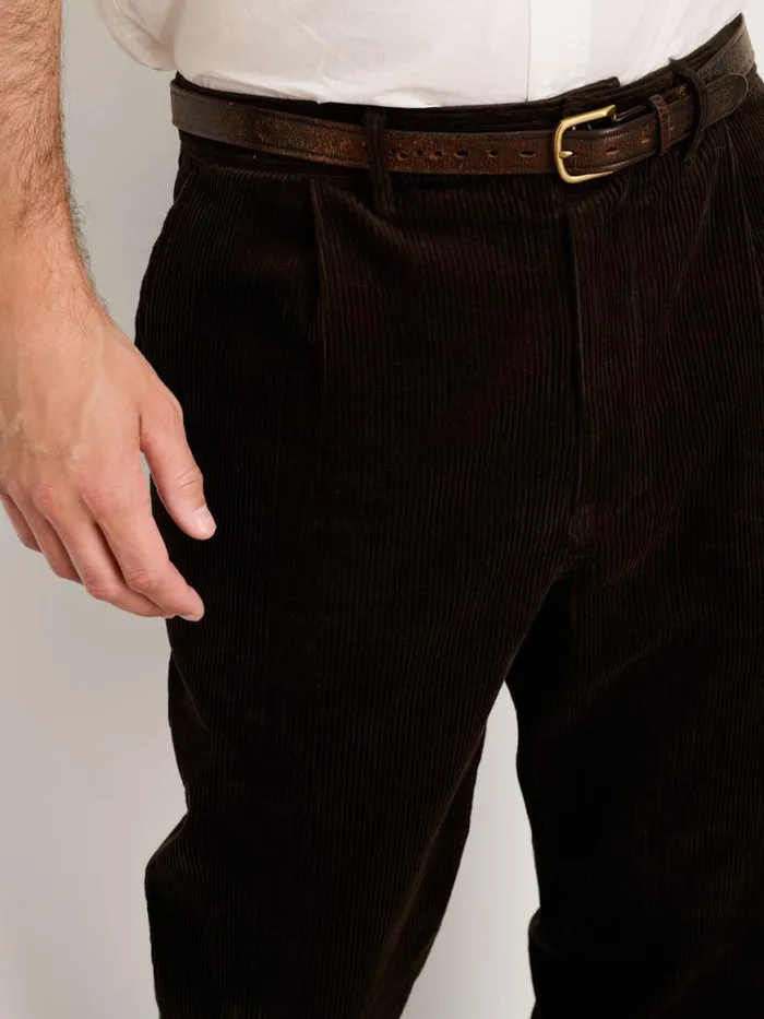 Alex Mill Standard Pleated Pant In Corduroy Long Inseam Chocolate Men Suiting Blazers