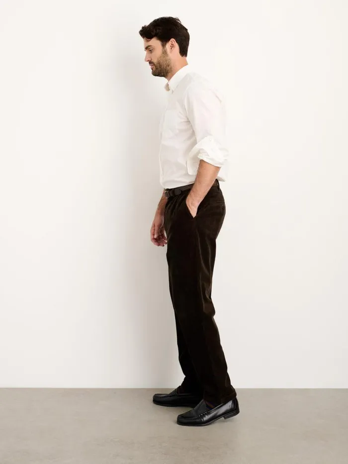 Alex Mill Standard Pleated Pant In Corduroy Long Inseam Chocolate Men Suiting Blazers