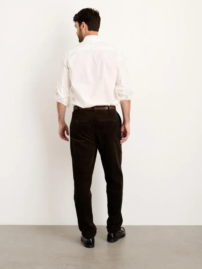 Alex Mill Standard Pleated Pant In Corduroy Long Inseam Chocolate Men Suiting Blazers