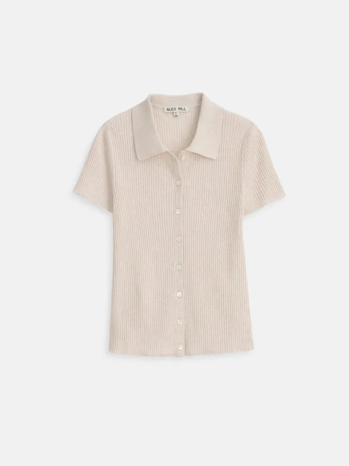 Alex Mill Suzanne Ribbed Polo Ivory Women Sweaters