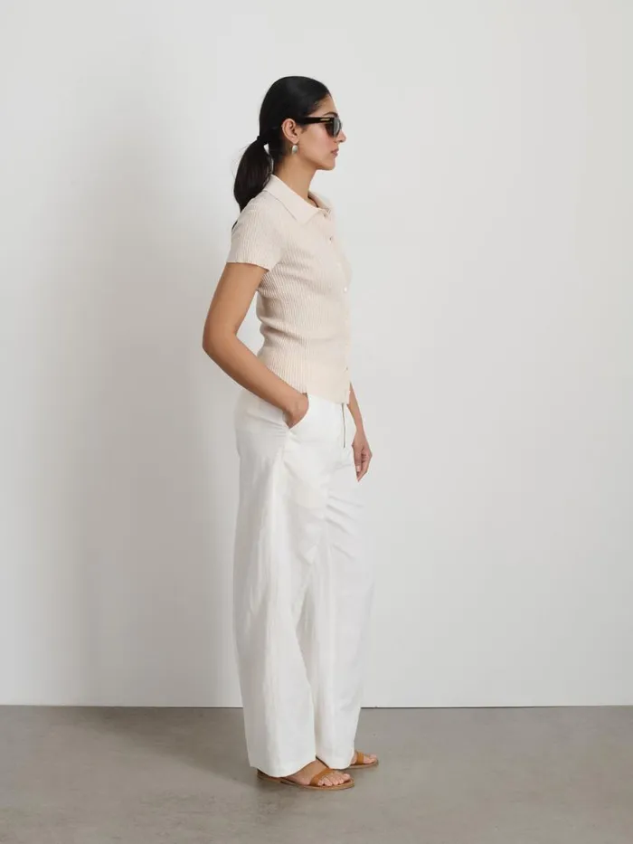 Alex Mill Suzanne Ribbed Polo Ivory Women Sweaters Alex Mill Suzanne Ribbed Polo Ivory Women Sweaters