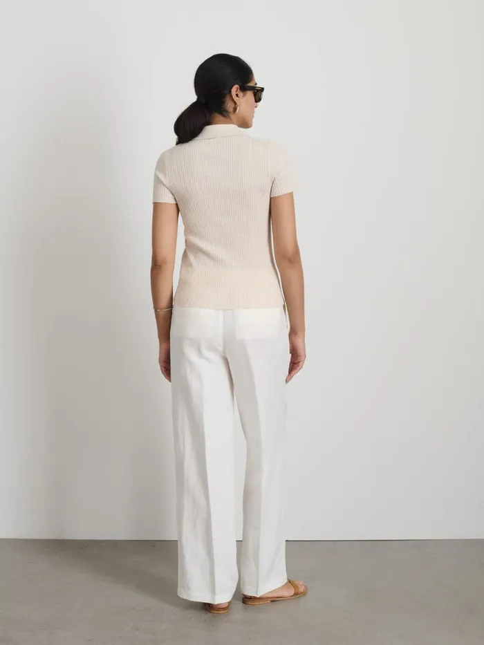 Alex Mill Suzanne Ribbed Polo Ivory Women Sweaters Alex Mill Suzanne Ribbed Polo Ivory Women Sweaters