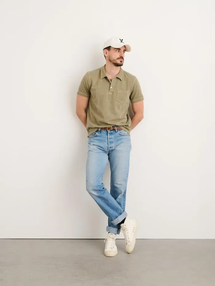 Alex Mill Vintage Wash Polo Bay Leaf Men Tees Polos