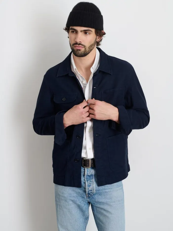 Alex Mill Work Jacket In Chamois Navy Men Jackets Coats