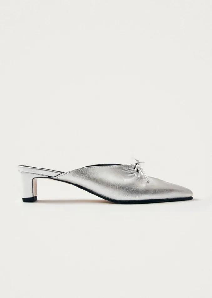 Amar Shimmer Silver Leather Mules Women ALOHAS Mules