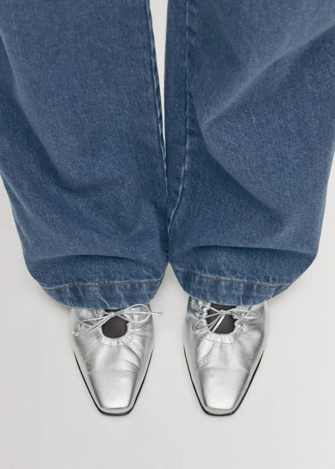 Amar Shimmer Silver Leather Mules Women ALOHAS Mules