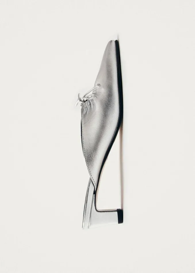 Amar Shimmer Silver Leather Mules Women ALOHAS Mules