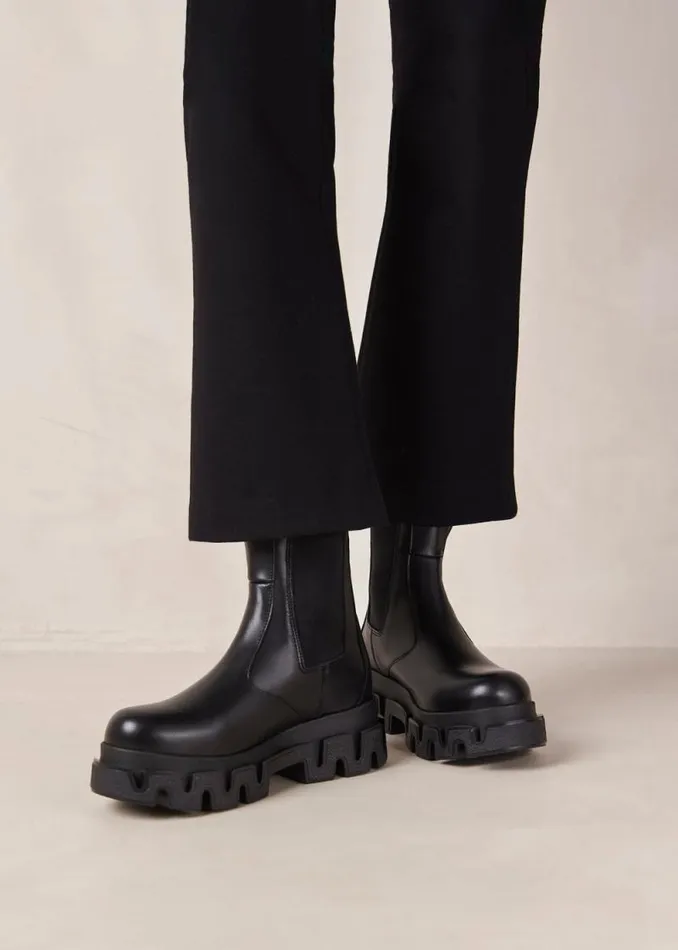 Anastasia Black Leather Ankle Boots Women ALOHAS Boots