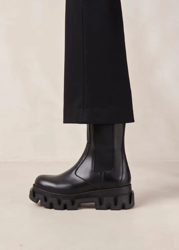 Anastasia Black Leather Ankle Boots Women ALOHAS Boots
