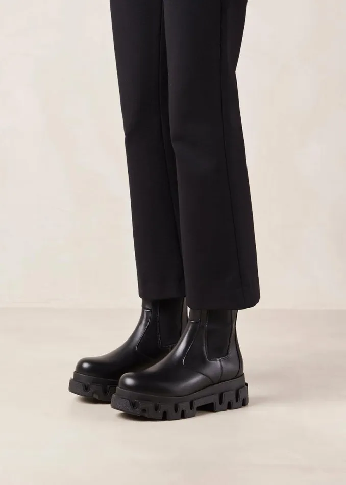Anastasia Black Leather Ankle Boots Women ALOHAS Boots