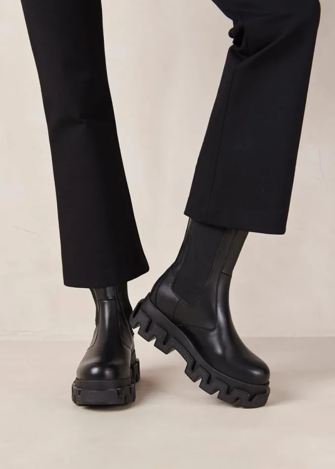 Anastasia Black Leather Ankle Boots Women ALOHAS Boots