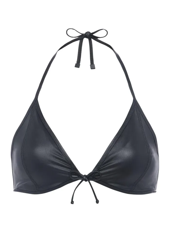 Annabelle Faux Leather Bikini Top Black Women L039Agence Swimwear