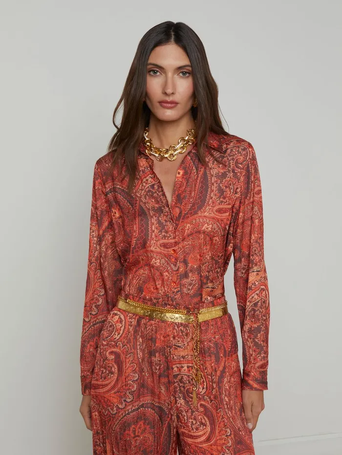 Argo Satin Blouse Rust Multi Boute Paisley Women L039Agence Matching Sets