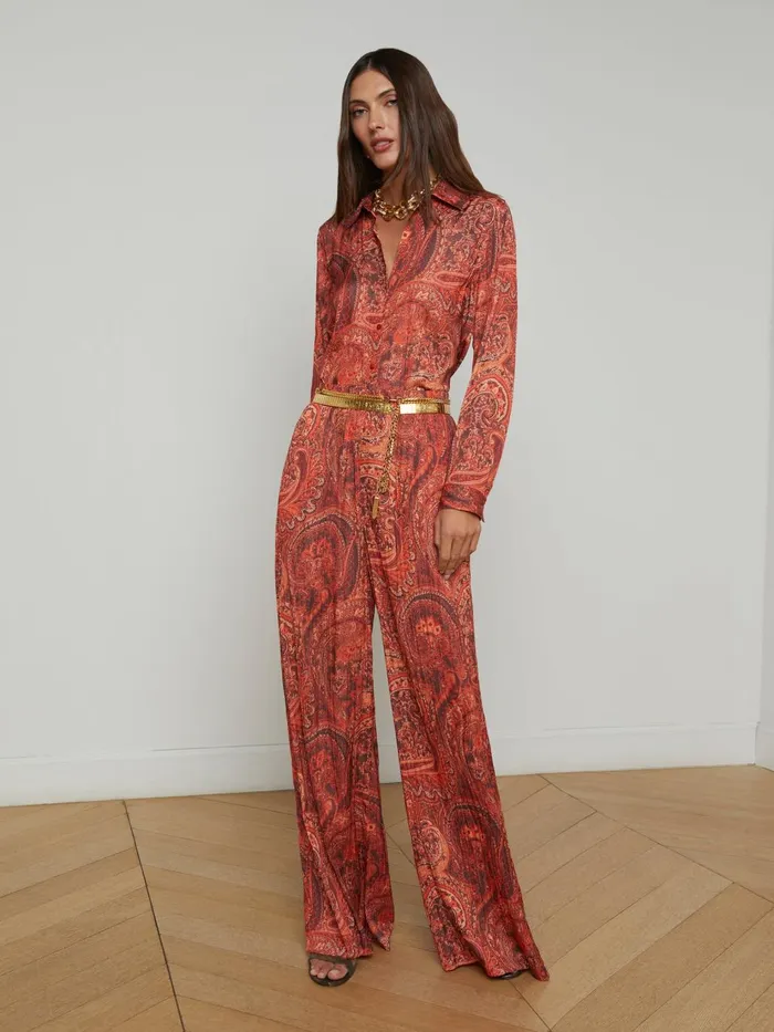 Argo Satin Blouse Rust Multi Boute Paisley Women L039Agence Matching Sets Argo Satin Blouse Rust Multi Boute Paisley Women L039Agence Matching Sets