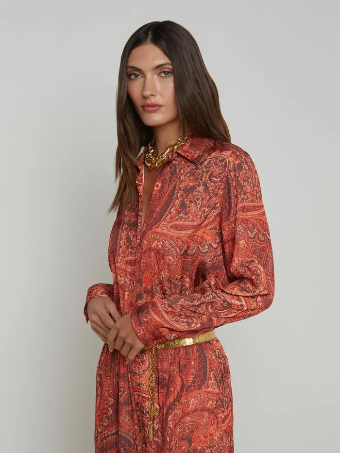 Argo Satin Blouse Rust Multi Boute Paisley Women L039Agence Matching Sets Argo Satin Blouse Rust Multi Boute Paisley Women L039Agence Matching Sets