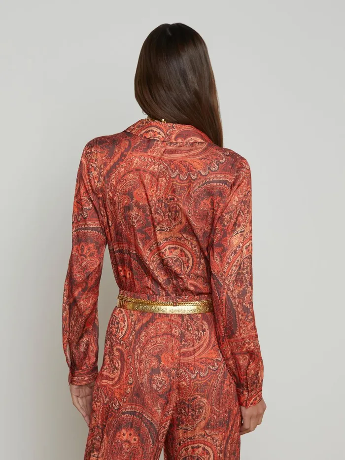 Argo Satin Blouse Rust Multi Boute Paisley Women L039Agence Matching Sets Argo Satin Blouse Rust Multi Boute Paisley Women L039Agence Matching Sets