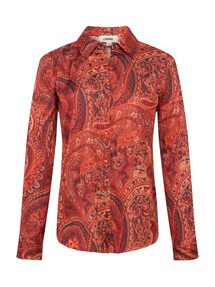 Argo Satin Blouse Rust Multi Boute Paisley Women L039Agence Matching Sets Argo Satin Blouse Rust Multi Boute Paisley Women L039Agence Matching Sets