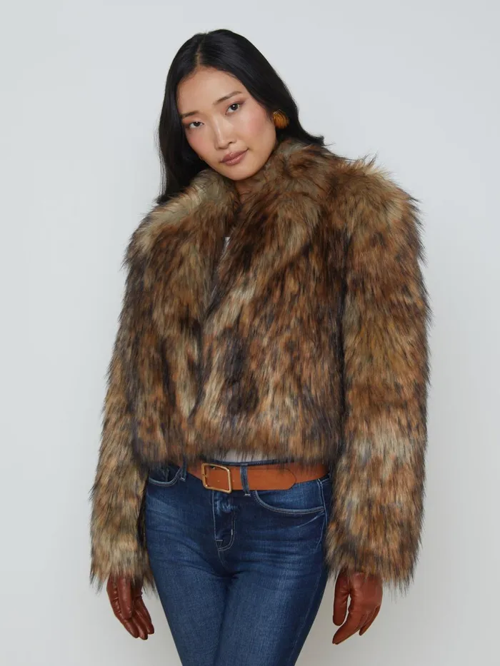 Aura Faux Fur Coat Tanblack Faux Fur Women L039Agence Outerwear