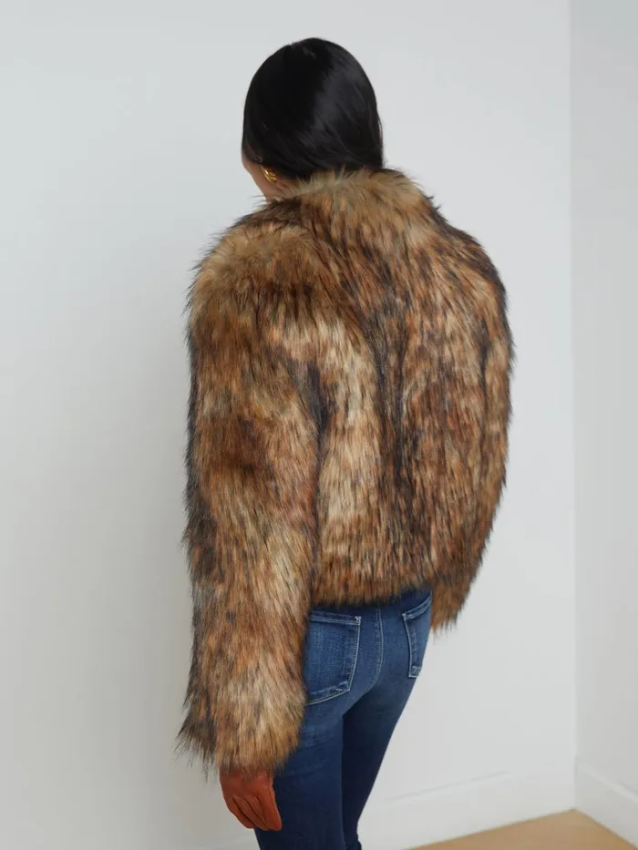 Aura Faux Fur Coat Tanblack Faux Fur Women L039Agence Outerwear Aura Faux Fur Coat Tanblack Faux Fur Women L039Agence Outerwear