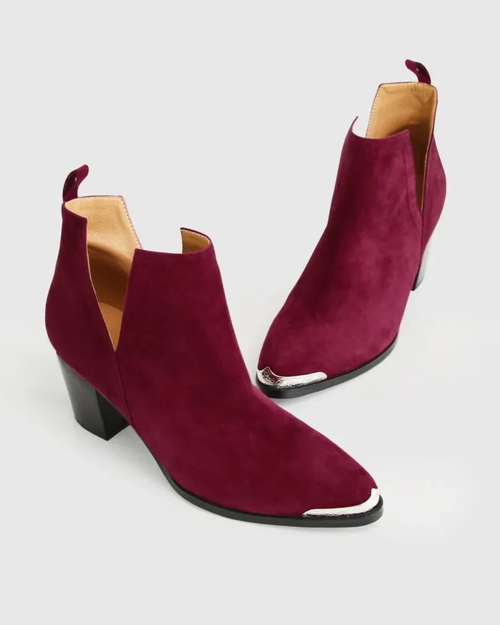 Austin Suede Ankle Boot 8211 Merlot Shoes Belle and Bloom Women