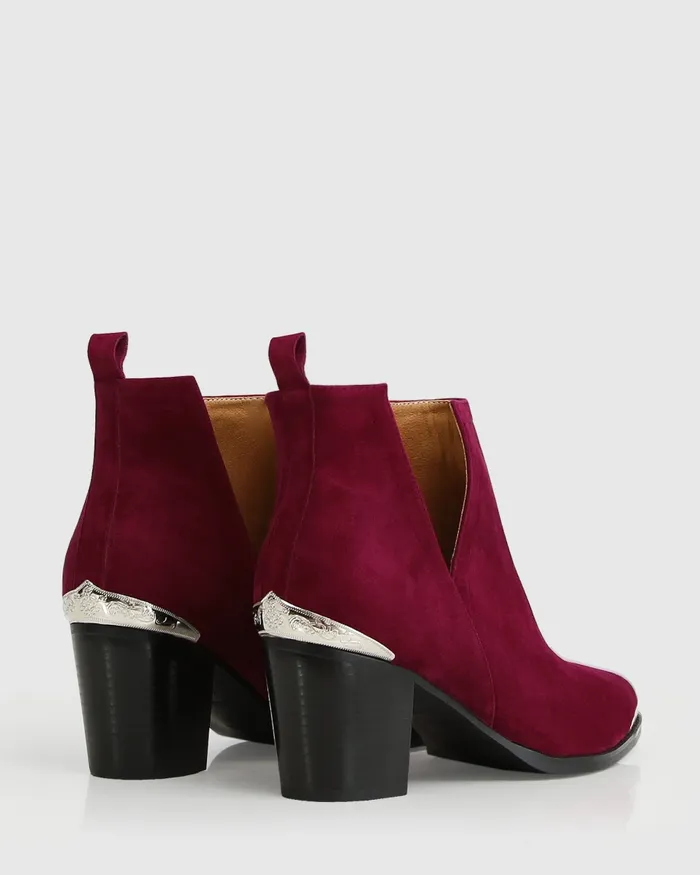 Austin Suede Ankle Boot 8211 Merlot Shoes Belle and Bloom Women