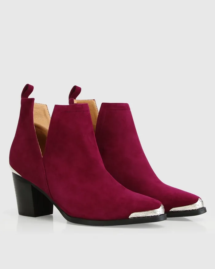 Austin Suede Ankle Boot 8211 Merlot Shoes Belle and Bloom Women