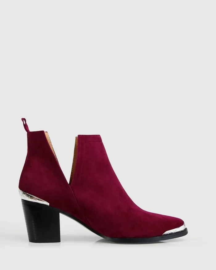 Austin Suede Ankle Boot 8211 Merlot Shoes Belle and Bloom Women
